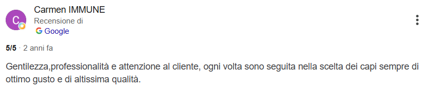 Recensione Google di Carmen IMMUNE