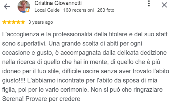 Recensione Google di Cristina Giovannetti