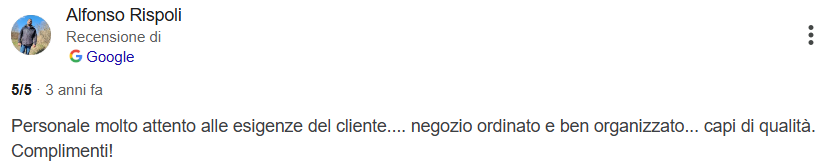 Recensione Google di Alfonso Rispoli